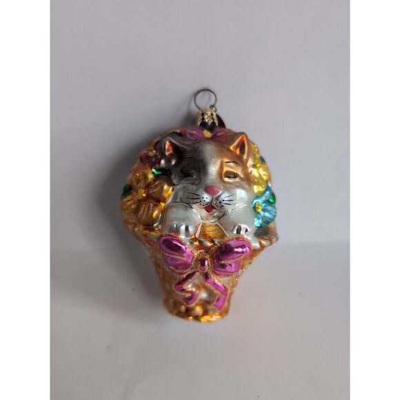 Christopher Radko Kitten Kitty Cat Christmas Ornament 4” Kit ‘N Kaboodle - Picture 1 of 6